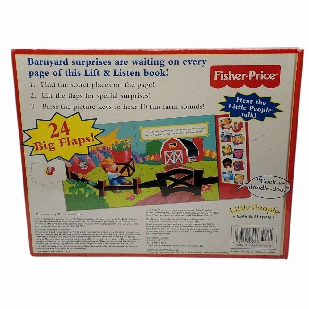 Vintage‎ Fisher Price Little People On The Farm Lift & Listen Sound Book NEW